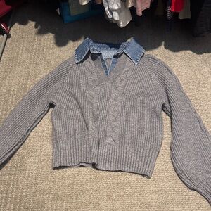 Gray Cable Knit Women's Sweater